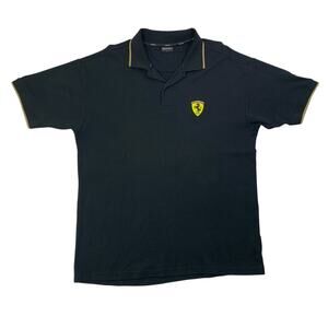 Ferrari Shirt Mens XL Extra Large Black Cotton Scuderia Motorsport Race Polo